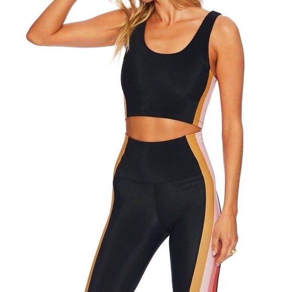 Beach Riot Other - Beach Riot Bra Black Tessa Sport Top Sports Bra Size Medium Workout Stripes